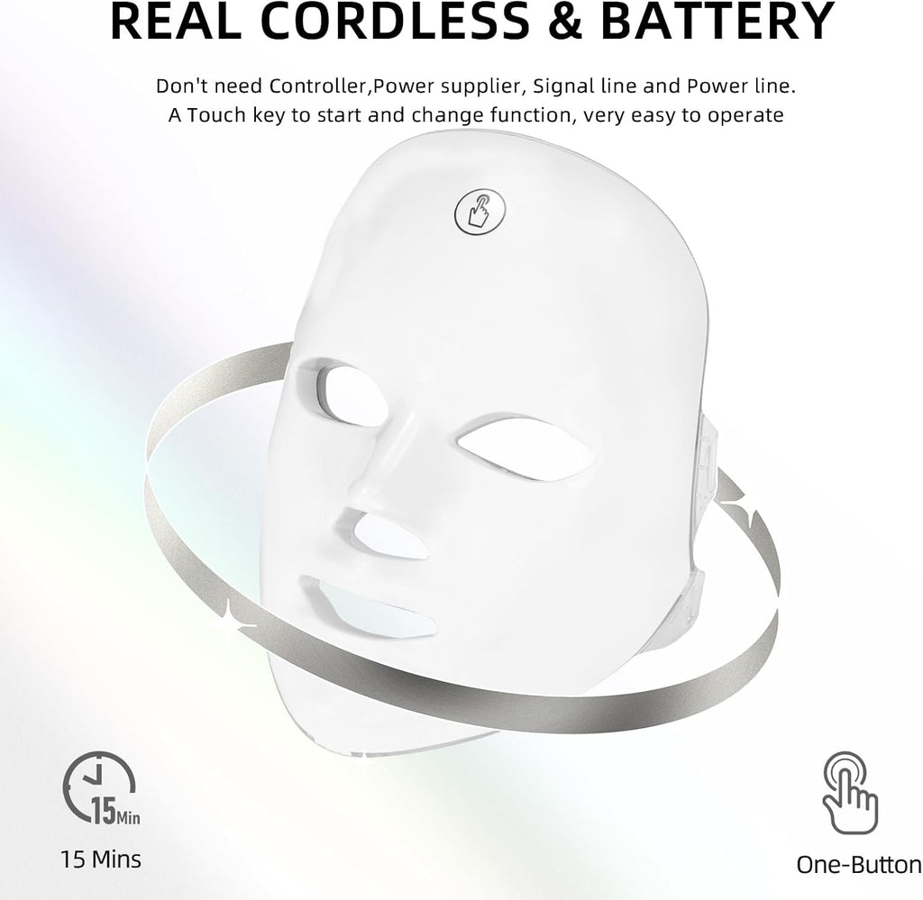 Cordless 7-Color LED Light Therapy Facial Mask