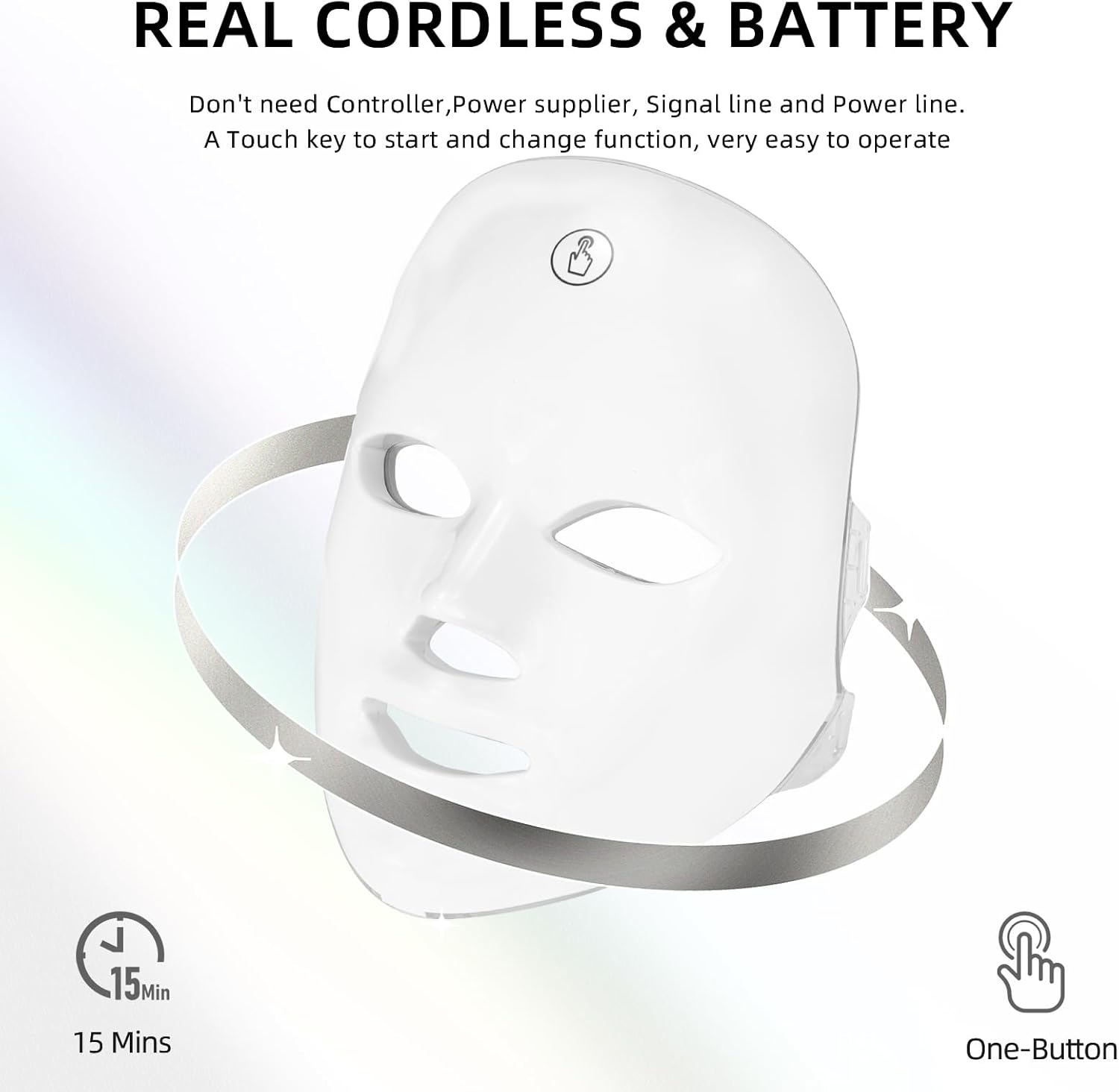 Cordless 7-Color LED Light Therapy Facial Mask