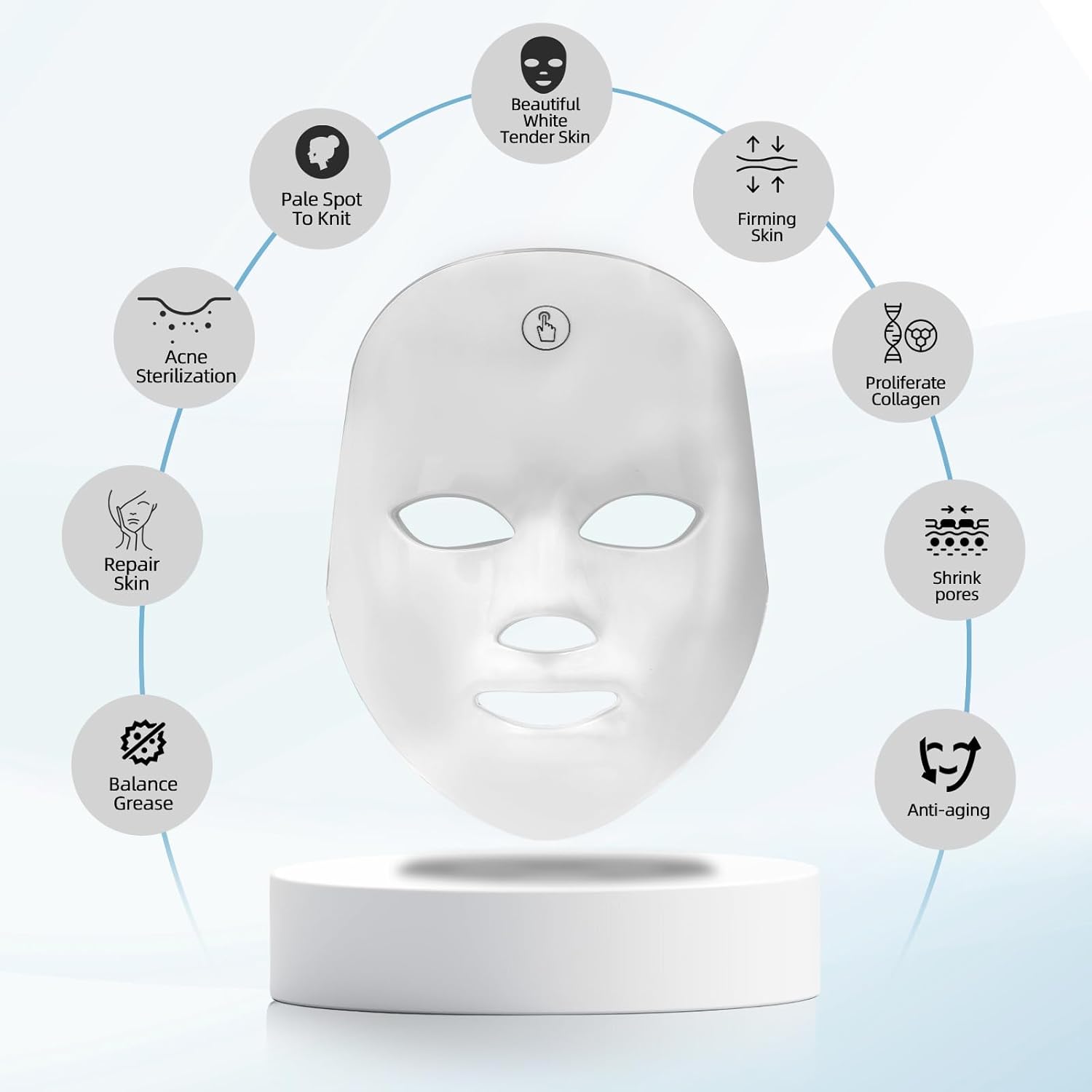 Cordless 7-Color LED Light Therapy Facial Mask