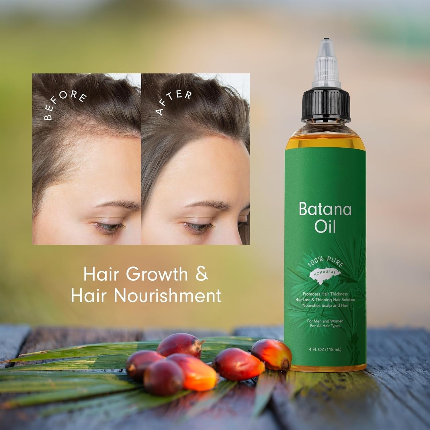 100% Pure Raw Batana Hair Oil – 4 oz, Sourced from Honduras
