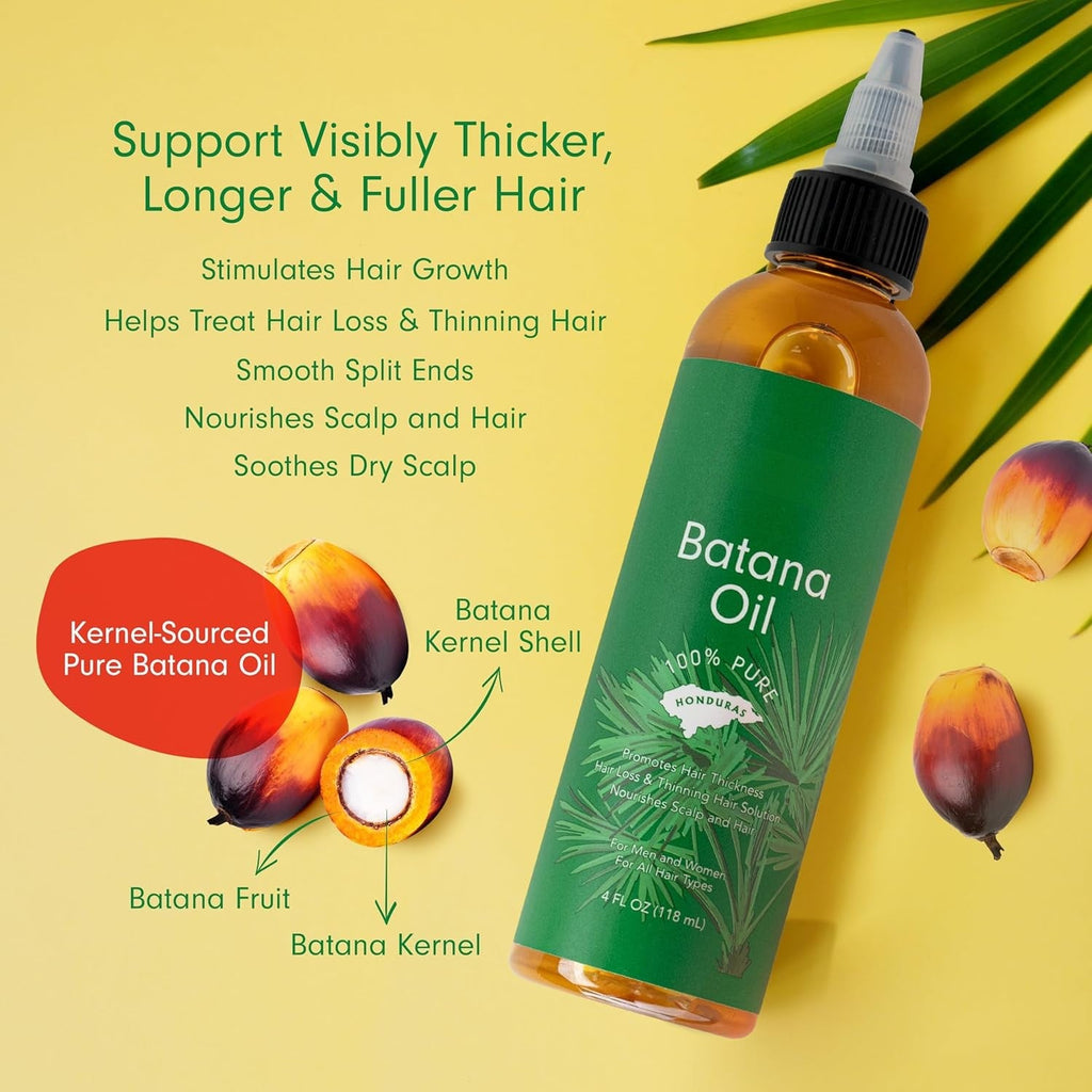 100% Pure Raw Batana Hair Oil – 4 oz, Sourced from Honduras
