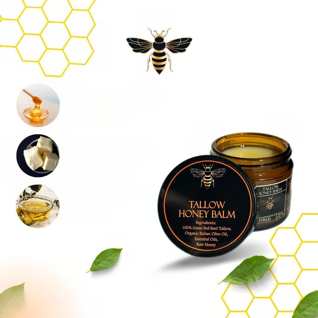 Honey Tallow Balm – Grass-Fed Tallow & Raw Honey Intense Moisture Cream
